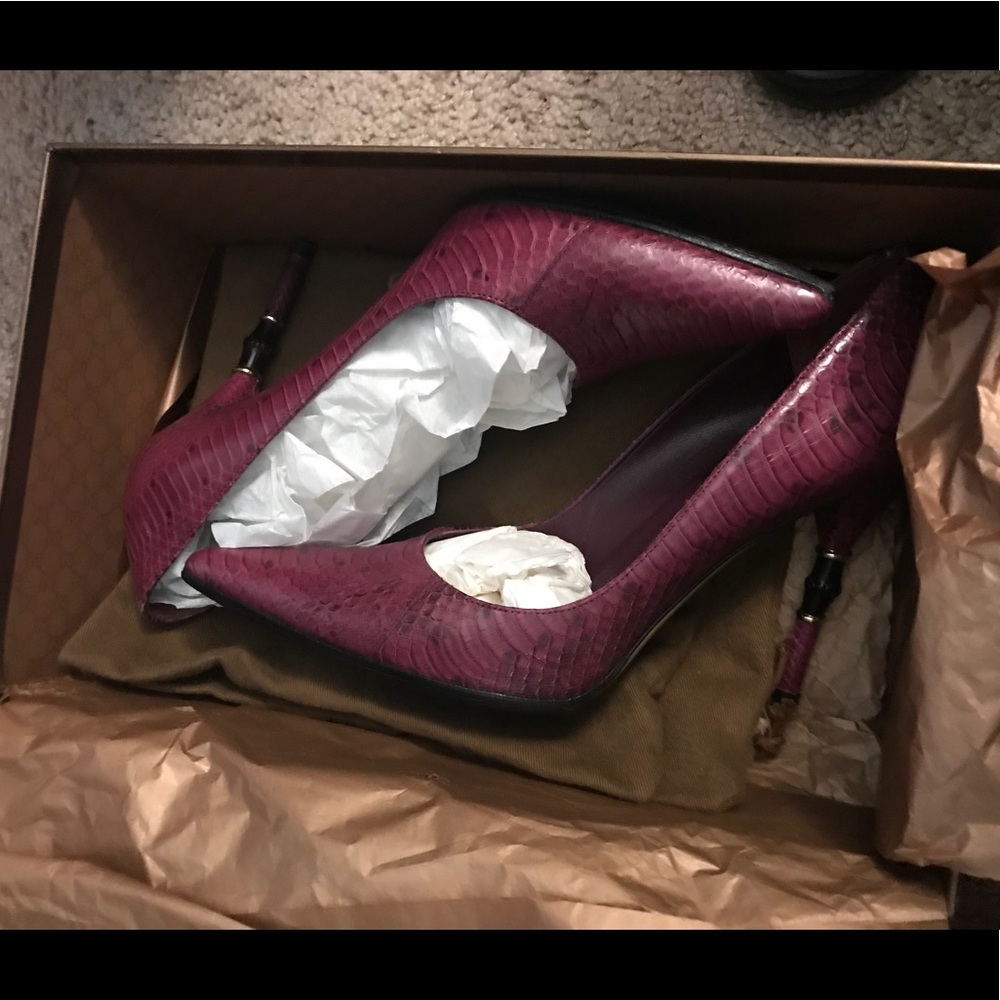 For Sale - Gucci Bamboo Purple Python Heels